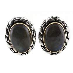 CP Signature Carolyn Pollack Sterling Silver & 18K Gold Labradorite Earrings