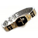 Extra Strength Stainless Steel Mens Magnetic Bracelet with Cross
