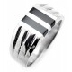 Sterling Silver Mens Ring with Black Stone Inlay