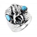 Mens Sterling Silver Eagle Ring with Turquoise