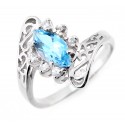 Sterling Silver Ladies Ring with Blue Topaz & CZ