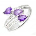 Sterling Silver Ladies Ring with Amethyst & CZ