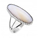 Southwestern Sterling Silver Ladies Ring with Genuine Peruvian Opal