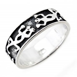 Mens Sterling Silver Band Ring with Lizard