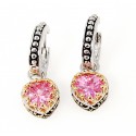 Sterling Silver Earrings with Pink Cubic Zirconia