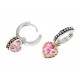 Sterling Silver Earrings with Pink Cubic Zirconia