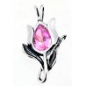 Sterling Silver Tulip Pendant w Crystal