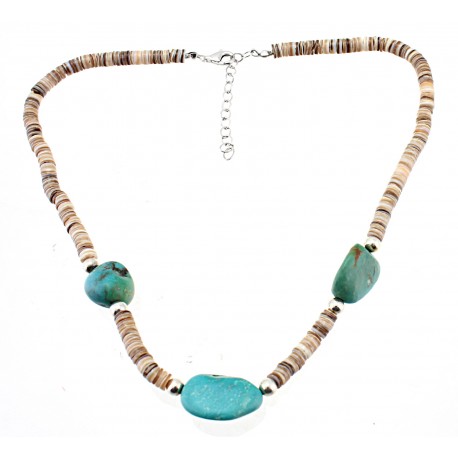 Sterling Silver Luana Heishi & Turquoise Necklace