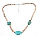 Southwestern Sterling Silver Luana Heishi & Turquoise Necklace