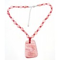 Southwestern Cherry Quarts Necklace w Sterling Silver