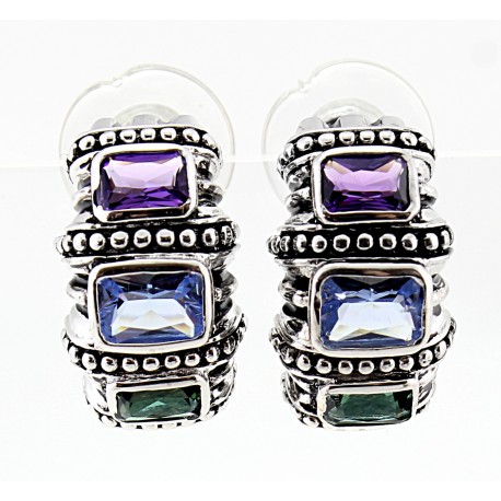 Sterling Silver Multi Color Earrings