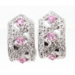 Sterling Silver Earrings with Pink CZ