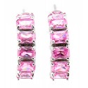Sterling Silver Hoop Earrings with Pink Cubic Zirconia