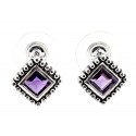 Sterling Silver Oxidized Earrings with Amethyst
