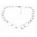 Sterling Silver Harmony Link Necklace with Hearts