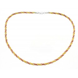 Sterling Silver Vermeil Spiral Tri Color Necklace