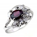 Sterling Silver Ladies Garnet Ring with CZ