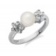 14K Gold Ring with Diamond & Pearl Size 7