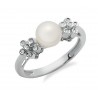 14K Gold Ring with Diamond & Pearl Size 7
