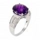 14K White Gold Ring with Amethyst and Diamond Size 7