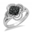 14K White Gold Ring with Black Diamond