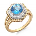 14K Gold Ring with Diamond & Blue Topaz