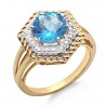 14K Gold Ring with Diamond & Topaz Size 7