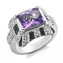 14K Gold Ring w .95CT Diamond & Amethyst