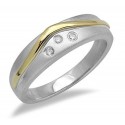 Sterling Silver & 18K Gold Ring with Diamond