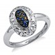 Sterling Silver Ring with Sapphire and Diamond Size 7