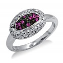 Sterling Silver Ring with Ruby and Diamond