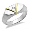 Sterling Silver & 18K Gold Ring with .02CT Diamond