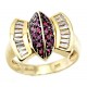 Unique 14K Yellow Gold Ladies Ring w Diamond & Ruby