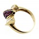 Unique 14K Yellow Gold Ladies Ring w Diamond & Ruby