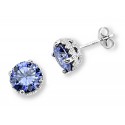 Silver Elegance Sterling Silver Tanzanite CZ Earrings