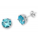 Silver Elegance Sterling Silver Blue Topaz CZ Earrings