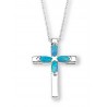 Silver Elegance Sterling Silver Cross Pendant with Blue Opal