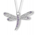 Silver Elegance Sterling Silver Dragonfly Pendant with Amethyst