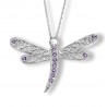 Silver Elegance Sterling Silver Dragonfly Pendant with Amethyst