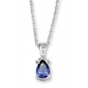 Silver Elegance Sterling Silver Teardrop Pendant with Tanzanite CZ