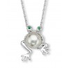 Silver Elegance Sterling Silver Frog Pendant with Pearl