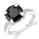 Silver Elegance Sterling Silver Ladies Ring with Black CZ