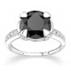 Silver Elegance Sterling Silver Ladies Ring with Black CZ