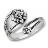 Sterling Silver Victorian Spoon Ring with Flower