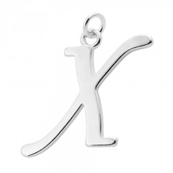 Sterling Silver Script Initial Pendant or Large Charm - X Letter
