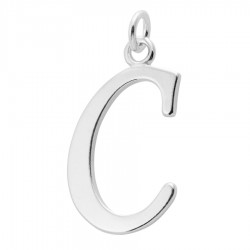 Sterling Silver Script Initial Pendant or Large Charm - C Letter