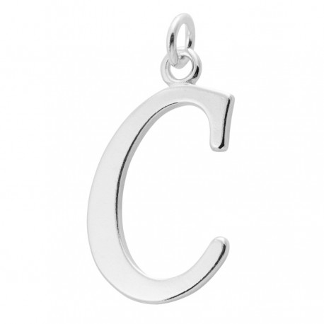 Sterling Silver Script Initial Pendant or Large Charm - C Letter