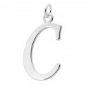 Sterling Silver Script Initial Pendant or Large Charm - C Letter