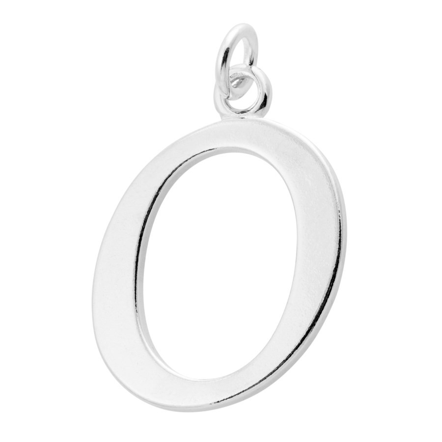 Sterling Silver Large Script Initial O Charm Pendant