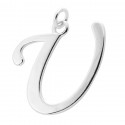 Sterling Silver Script Initial Pendant or Large Charm - U Letter